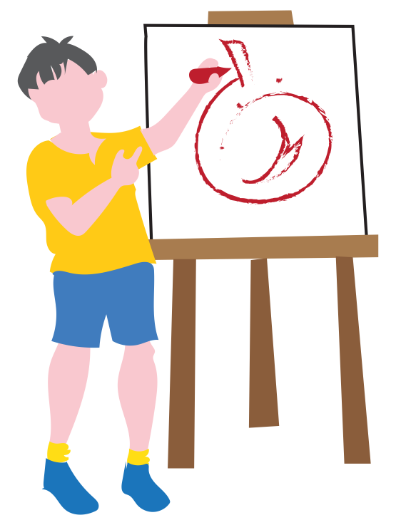 image of a boy drawing a cartoon