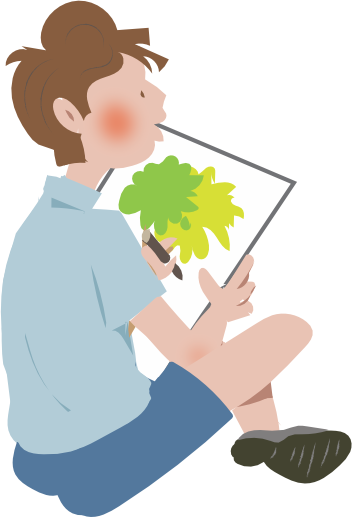 Image of a boy drawing a portrait